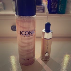 Iconic glow spray, cover fx glitter drops